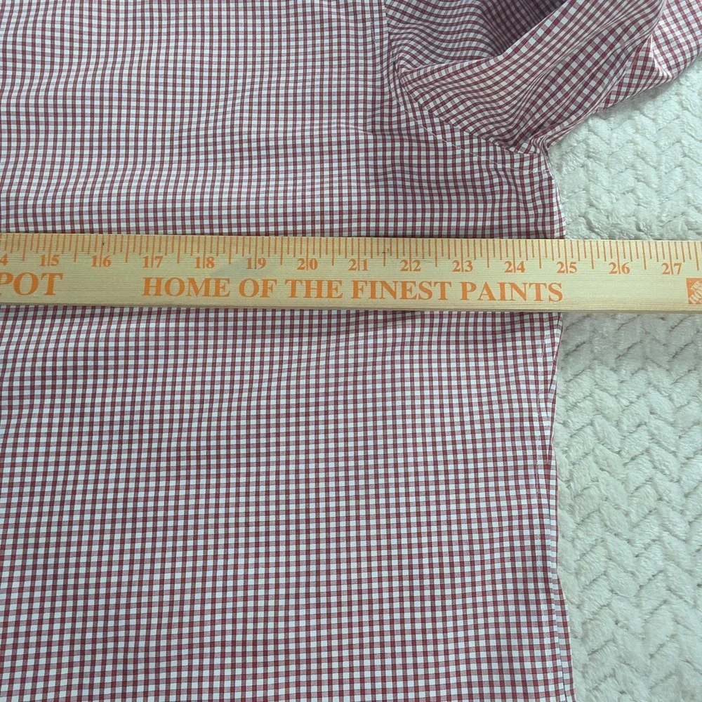 Banana Republic Men Red Gingham Button Down Shirt Non-Iron Slim Fit XL Long Slve